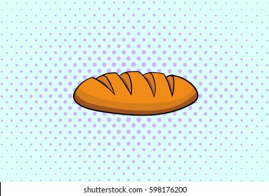 Bread, pop art, cartoon hand drawn illustration.