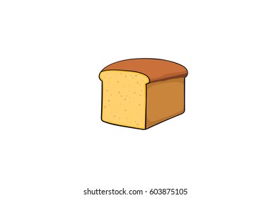 Bread, pop art, cartoon hand drawn illustration isolated on white background
