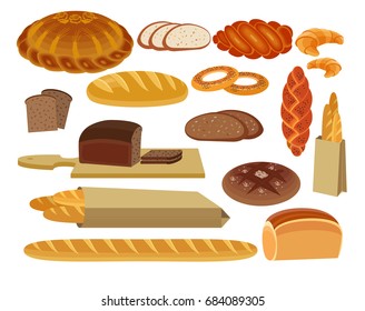 Bread product set. Vector Illustration.