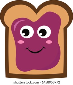 Bread with purple jam, illustration, vector on white background.