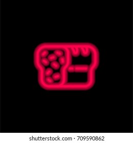 Bread red glowing neon ui ux icon. Glowing sign logo vector
