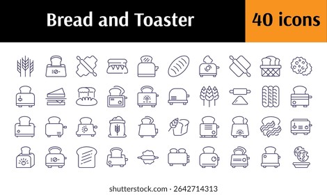 Bread Related Icon Set. Editable Stroke. Perfect for Web Sites, Books, Cards, Apps 