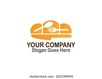 Bread Resto Vector Template. Logo Food word sign logo icon design template elements with spoon, knife and fork. Vector logo illustration