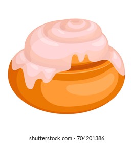Bread roll covered in frosting isolated illustation on white
