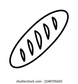 Symbol für Brotwalze. Brotlaib. Piktogramm einzeln auf weißem Hintergrund. Vektorgrafik.