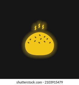 Bread Roll Yellow Glowing Neon Icon