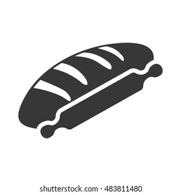 Bread and rolling pin icon. Bakery food and shop theme. Isolated design. Vector illustration