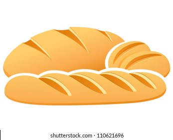 Bread, rolls, baguette - vector illustration