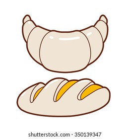 bread and rolls. Croissant & french bread