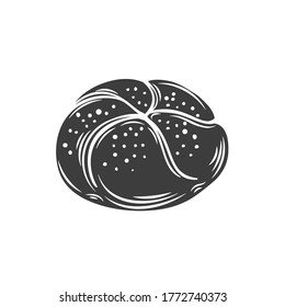 Bread rolls glyph icon for bakery shop or food design. Vector illustration.
