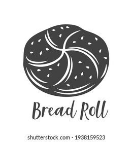 Brötchen Glyph-Symbol für Bäckerei-Shop oder Lebensmittel-Design, geschnitten monochrome Abzeichen. Vektorgrafik.