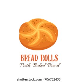 Bread rolls icon for bakery shop or food design. Vector illustration.