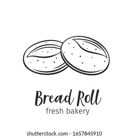 Bread rolls outline icon for bakery shop or food design. Vector illustration.