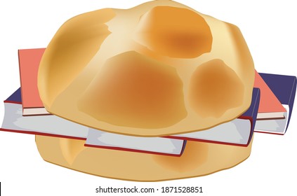 bread rosette filled with various books