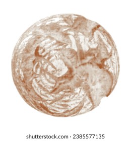 Bread round, top view, whole, one, isolated, from circle dot of different sizes on white background