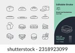 Bread and Sandwiches Icon collection containing 16 editable stroke icons. Perfect for logos, stats and infographics. Edit the thickness of the line in any vector capable app.