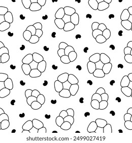 Bread. Seamless pattern. Coloring Page. Loaf food, bakery baget, pastry grain. Hand drawn style. Vector drawing. Design ornaments.