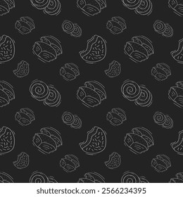 bread seamless pattern. doodle bakery pattern. bakery background