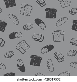 Bread seamless pattern.
Grey background is on separated layer. Easy to change color. Mask is used.