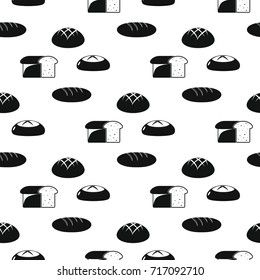 Bread seamless pattern vector illustration background. Black silhouette bakery stylish texture. Repeating bread seamless pattern background for bakery design and web