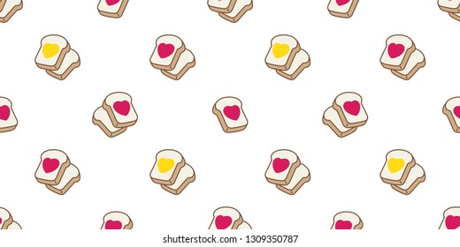 bread seamless pattern vector jam heart valentine food bakery bake cartoon scarf isolated illustration background repeat wallpaper