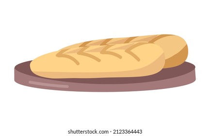 Bread semi flat color vector object. Full sized item on white. Substantial food. Tasty baking for dinner products simple cartoon style illustration for web graphic design and animation