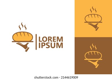 Bread serving logo template design vector