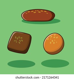 bread with sesame icon pack vector set