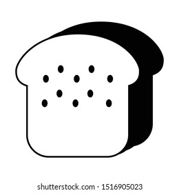 Bread with sesame seeds vector illustration in black and white. Icon for websites and mobile applications.