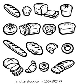 Bread set. Collection bread icons. Vector