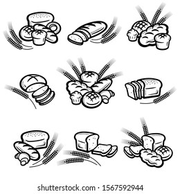 Bread set. Collection bread icons. Vector