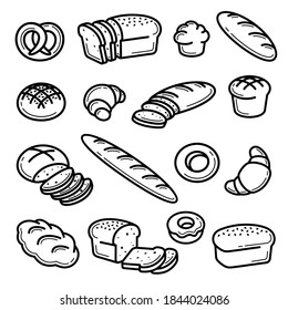 Bread set. Collection bread icons. Vector