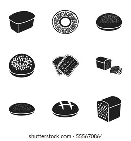 Bread set icons in black style. Big collection of bread vector symbol stock illustration