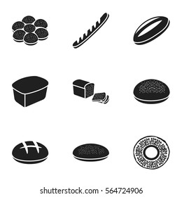 Bread set icons in black style. Big collection of bread vector symbol stock illustration