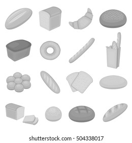 Bread set icons in monochrome style. Big collection of bread vector symbol stock illustration