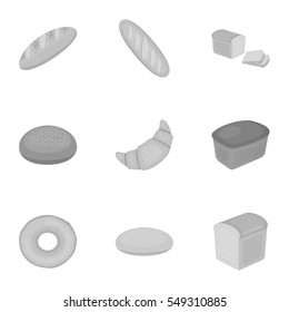 Bread set icons in monochrome style. Big collection of bread vector symbol stock illustration