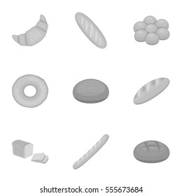 Bread set icons in monochrome style. Big collection of bread vector symbol stock illustration
