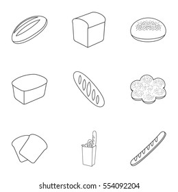 Bread set icons in outline style. Big collection of bread vector symbol stock illustration