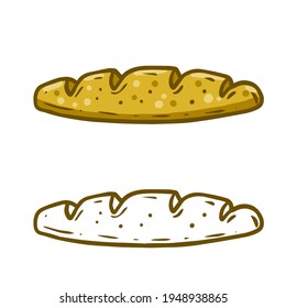 Bread. Set Of Loaves. Natural farm product. The logo of the bakery. Brown fried crust. Cartoon illustration