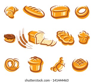 Bread set. Vector