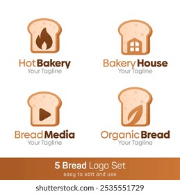 Conjunto de Modelos de Logotipo de Forma de Pão. Bom para negócios, agência, comunidade e organização