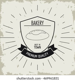 bread shield bakery food shop icon. Isolated and grunge illustration. Vector graphic