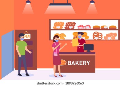 Bread shop 2D flat vector concept for banner, website, illustration, landing page, flyer, etc