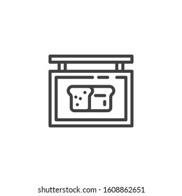 Bread shop banner line icon. linear style sign for mobile concept and web design. Pastry shop hanging sign outline vector icon. Symbol, logo illustration. Vector graphics