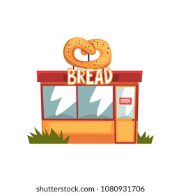 Bread shop, building facade with signboar vector Illustration on a white background