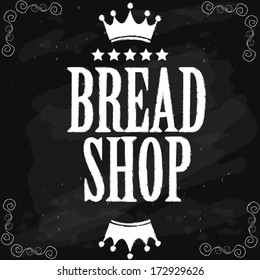 bread shop words on chalkboard. vector illustration