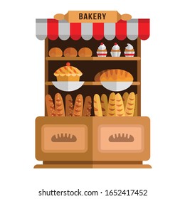 Bread showcase. Vector illustration in flat style