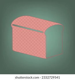 Bread sign. Apricot Icon with Brick Red parquet floor graphic pattern on a Ebony background. Feldgrau. Green. Illustration.