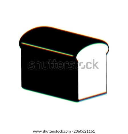 Bread sign. Black Icon with vertical effect of color edge aberration at white background. Illustration.