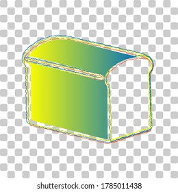 Signo de pan. Icono de degradado de azul a verde con cuatro contornos de ancho sobre fondo transparente elegante. Ilustración.